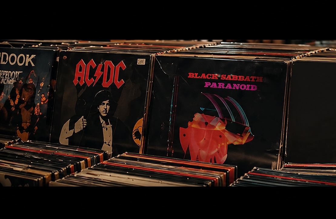 Classic rock vinyl records in store